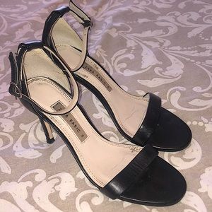 ZARA Black Leather Strap Sandal Heels🖤